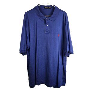 Polo Ralph Lauren Mens Golf Shirt 2XLT Royal Blue Short Sleeve Red Pony Logo
